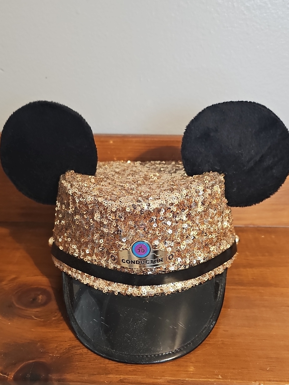 Disney 70th Anniversary Gold Conductor Hat Size Small